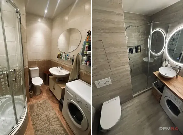 Porovnanie kúpeľne pred a po rekonštrukcii - Podunajské Biskupice, Bratislava